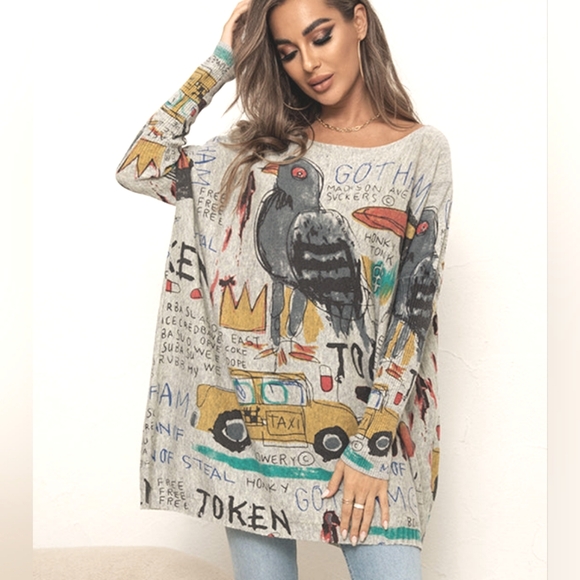 Coeur de Vague Sweaters - COEUR DE VAGUE Cartoon Oversized Sweater